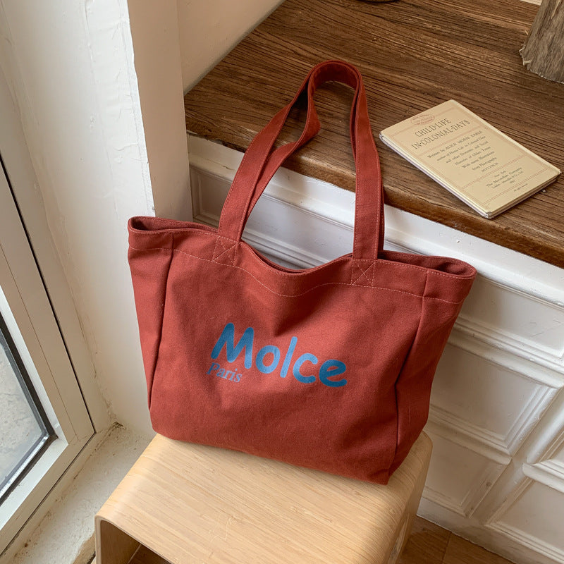 2026 hot-selling women's large capacity practical tote bag - student school bag with letter print canvas/oxford cloth