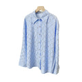 2025 summer new women's french chic rhinestone argyle casual loose thin long sleeve turn-down collar blouse shirt