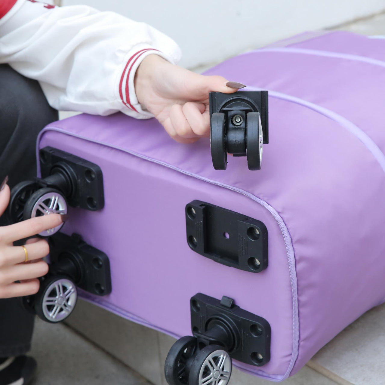 Newly upgraded silent universal wheel bag multi-function large capacity removable pulley travel dry and wet separation boarding bag