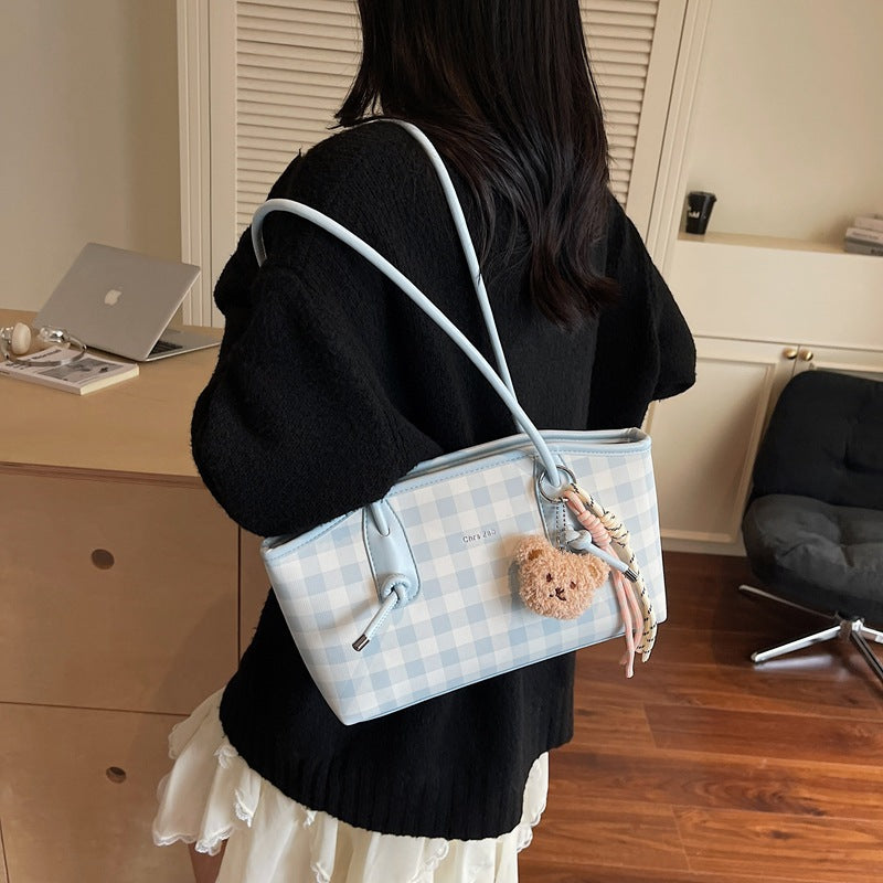 retroprinting armpit bag for women 2026new arrivalplaidcasualsatchel bag large capacity niche style shoulder bag