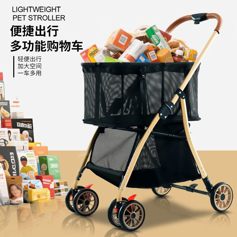 Multi-functional shopping cart - lightweight, one-click foldable, small to medium-sized shopping trolley for on-the-go use