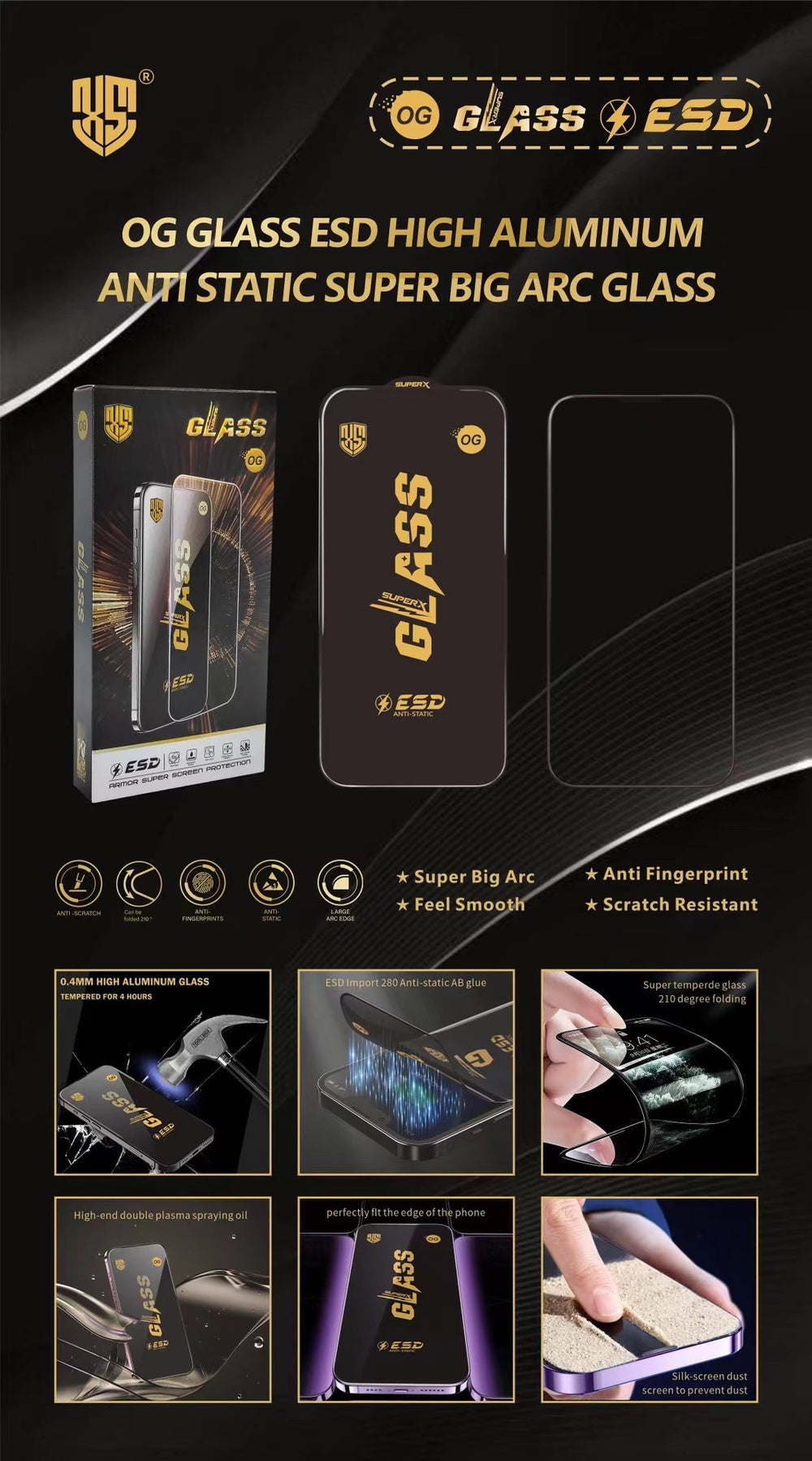 Og high aluminum suitable for apple 15pro high-definition mobile phone film iphonexr/7g apple 17 tempered film