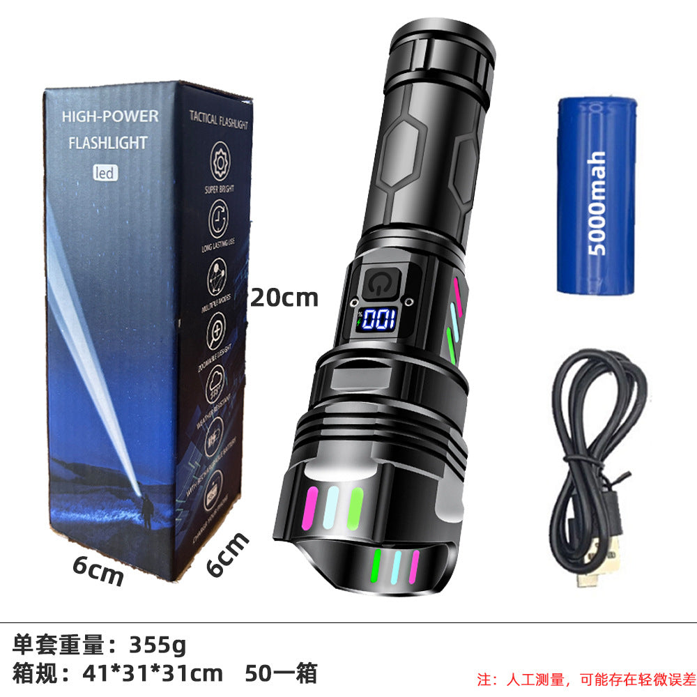 Cross-border explosive flashlight, strong light rechargeable outdoor super bright long-distance shooting, small portable home durable led light