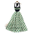 Retro style halterprintingbacklessdress women's summer sleeveless tie back high waistslimming lookelegant a-line skirt