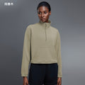 Casualloose half-zip sweatshirt women's autum windproof stand collar drawstring hem fitness sports topsd25136