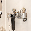 Suction cup hair dryer holder - minimalist luxury design, no-drill bathroom organizer, all-in-one hanging rack for home use