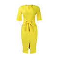 D3229export women's clothing  autumn v neck pure color hip-covering elegant ol pencil skirt african dress