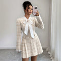spring/autumn slim-fit, figure-flattering, high-quality, cute & sweet french-style grid dress - a unique and chic short dress