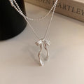 Oni korean ballet style bow necklace women's fashion niche design elegant sweet earrings