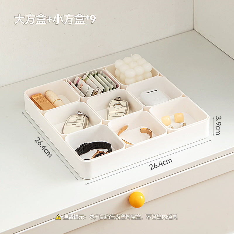 Separate sundries storage box Rectangle plastic porch storage box Grid porch storage desktop strip storage box