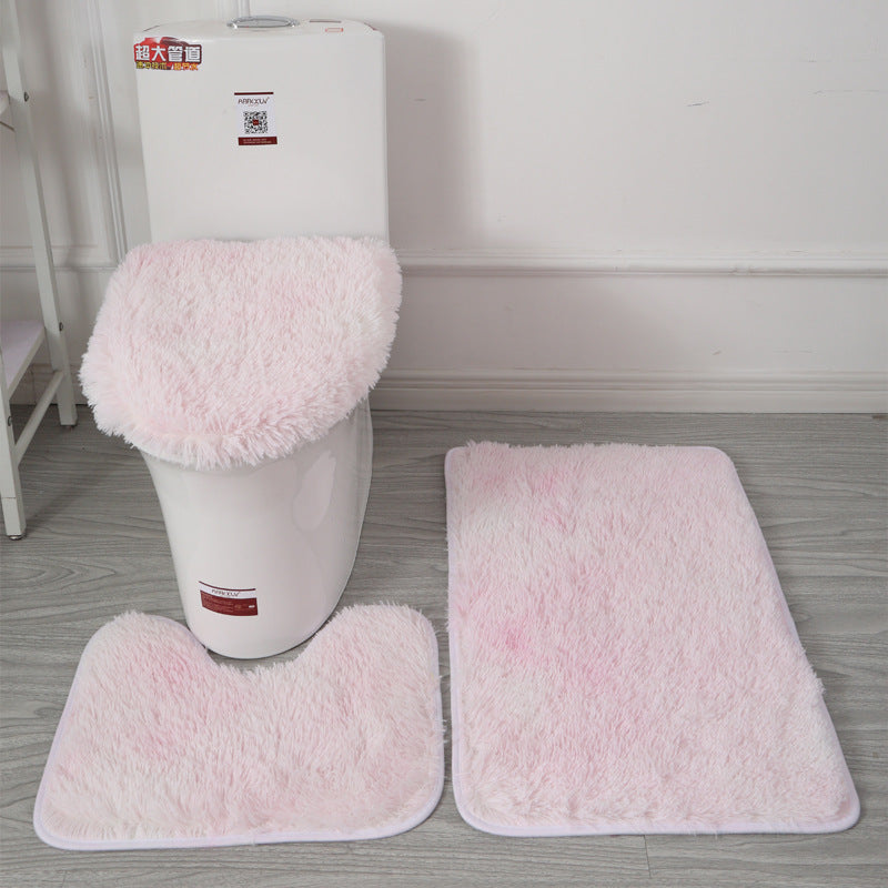 Custom tie-dye plush toilet seat cover set - non-slip floor mats & absorbent bathroom accessories - hot selling on