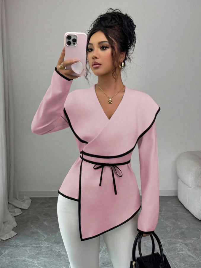 european and american cross-border spring new arrivals: elegant, chic, and slimming korean-style designer women's top