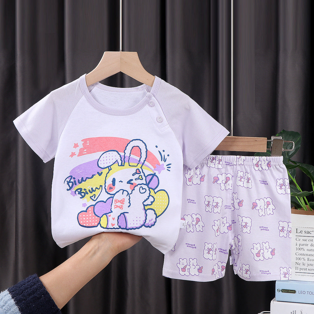 summer new arrival: 100% cotton kids' short-sleeve t-shirt and shorts set - korean style infant and toddler two-piece outfit