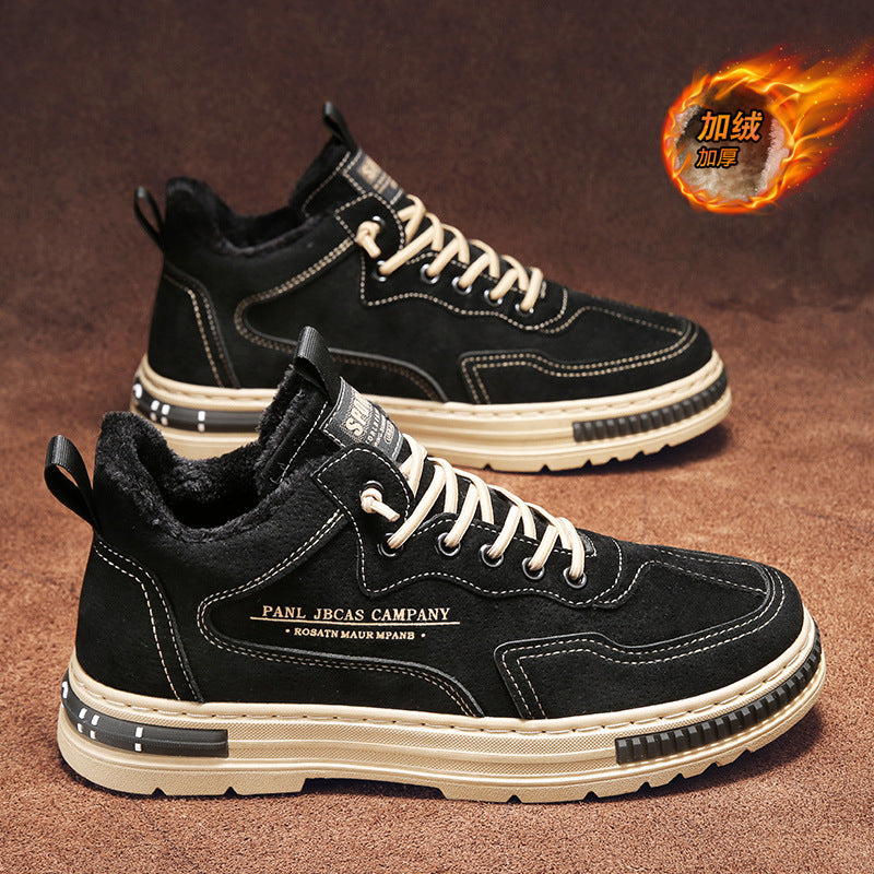 Men's winter work boots: fleece-lined, warm, anti-slip, durable, mid-cut construction safety shoes for men