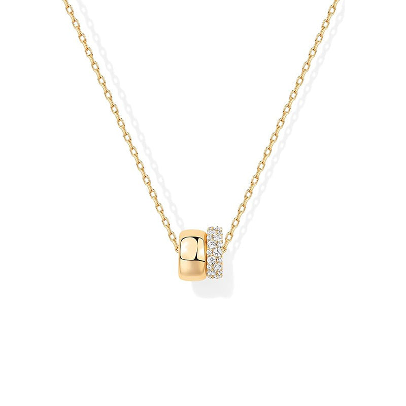 amazon new product cubic zirconia inlaid narrow face ring 14k wide face ring double pendant easiest for match necklace