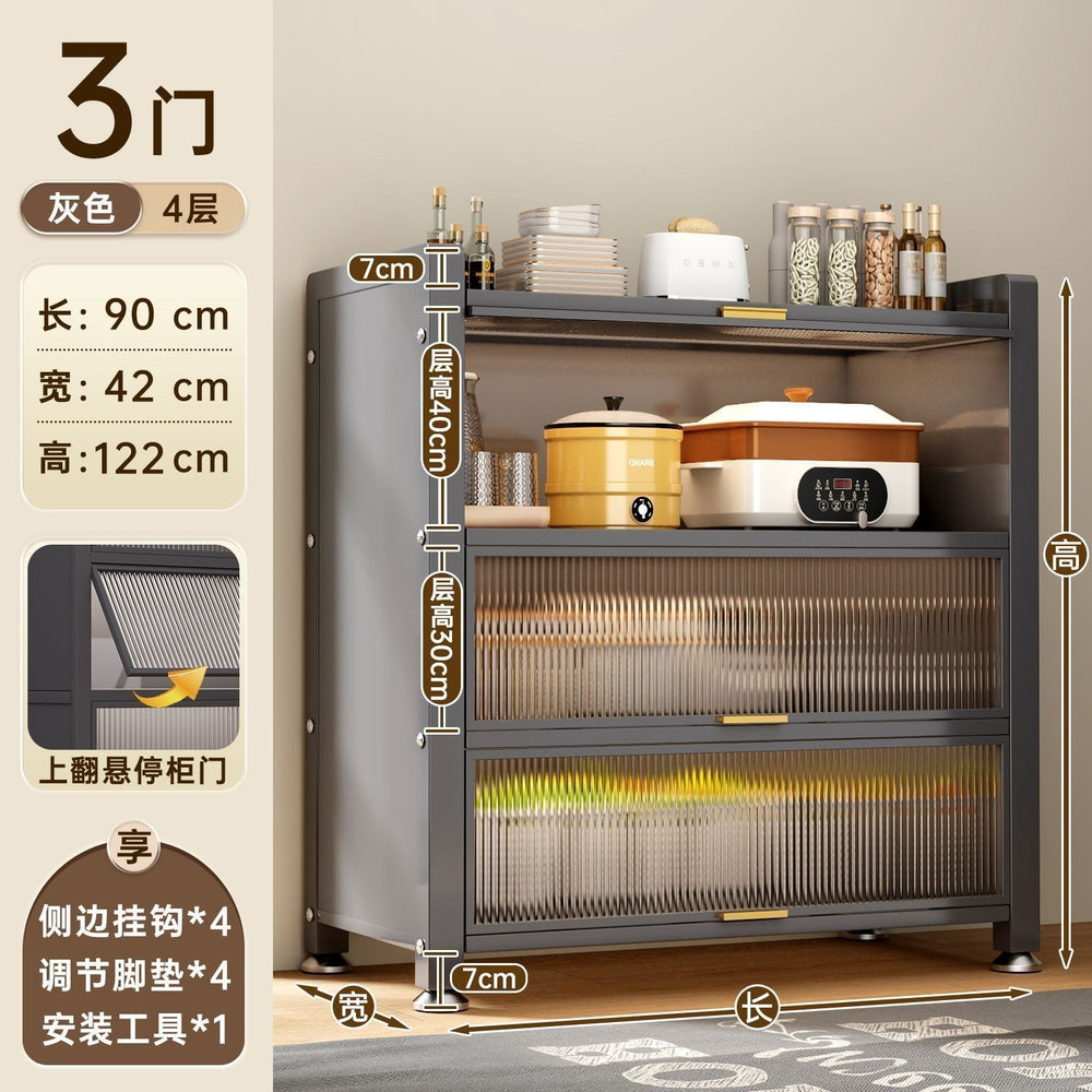 Best sellingfor homekitchen rack cabinet steel multi-layer thickened cupboard pulley storage cabinet microwave oven storage cabinet