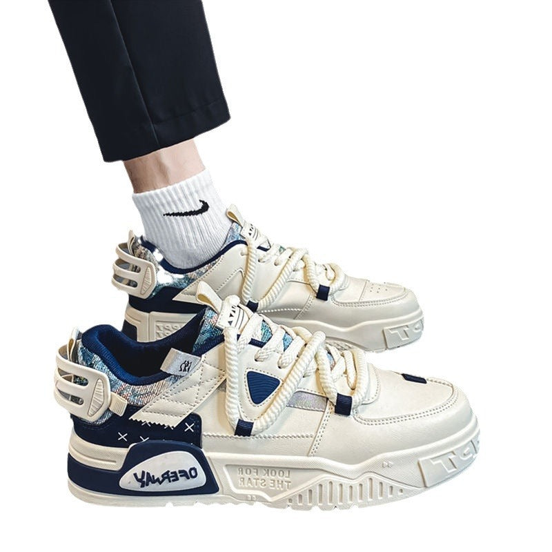 Men's 2025 new winter breathable mesh casual white sneakers - student, niche, original design, versatile, trendy athletic shoes
