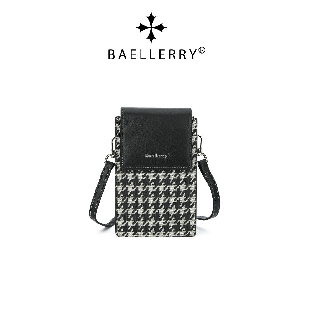Baellerry summer new model back multi-card mobile phone bag female vertical magnetic buckle shoulder bag thousand bird grid wallet female