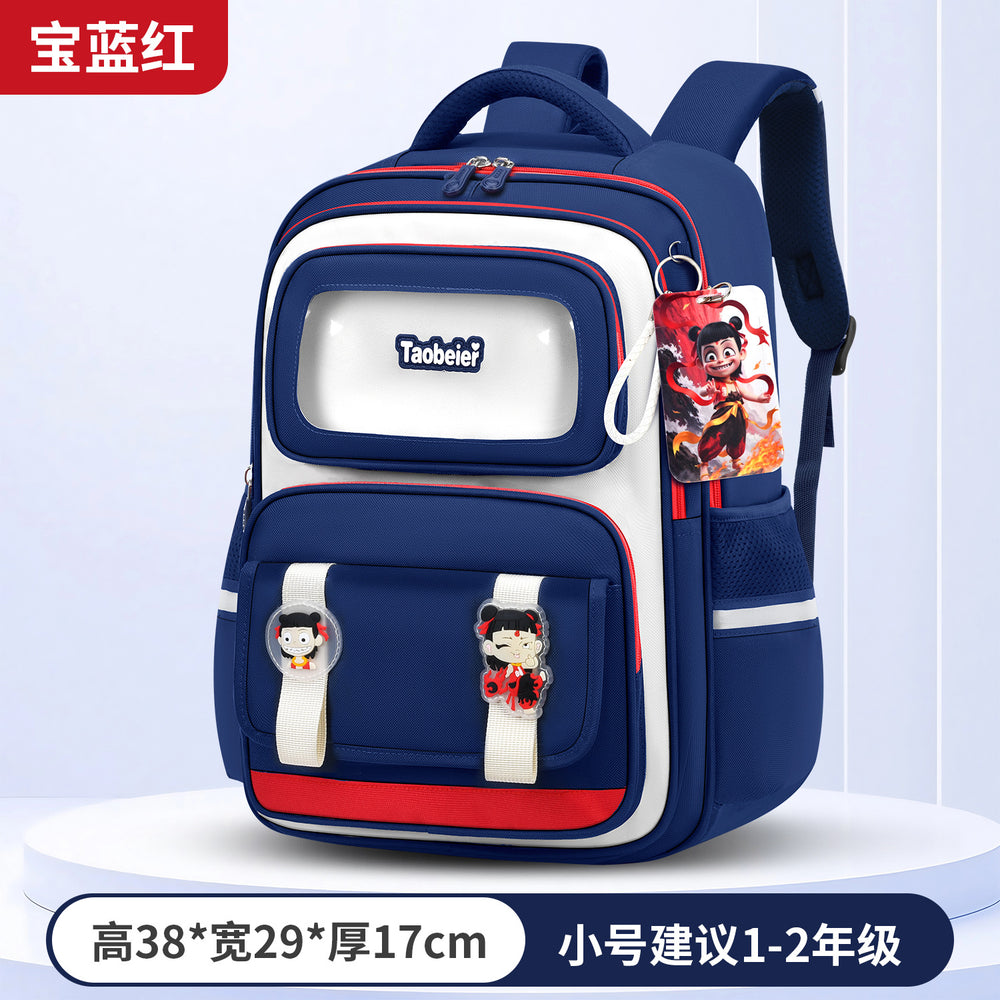 Factory direct new nezha elementary school backpack for grades 1-6, kids' large capacity lightweight double shoulder bag