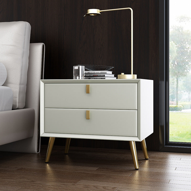 Bedside table free of installation drawer casual postmodern small cabinet accessible luxury scandinavian storage cabinet master bedroom classy leather