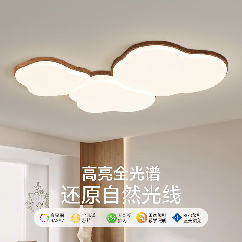 Living room ceiling light log wind hall light wood grain eye protection ultra-thin medieval bedroom light whole house lighting combination package