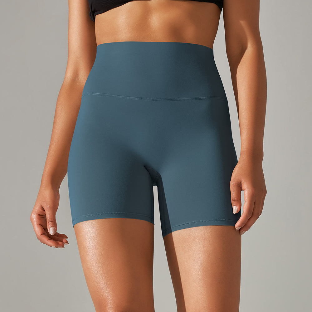 New arrival no awkward line nude high waist yoga pants women's double-sided brushed peach butt tight sports three-quarter pants