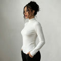 european and american cross-border women's high neck long sleeve top t-shirt slim fit sweater
