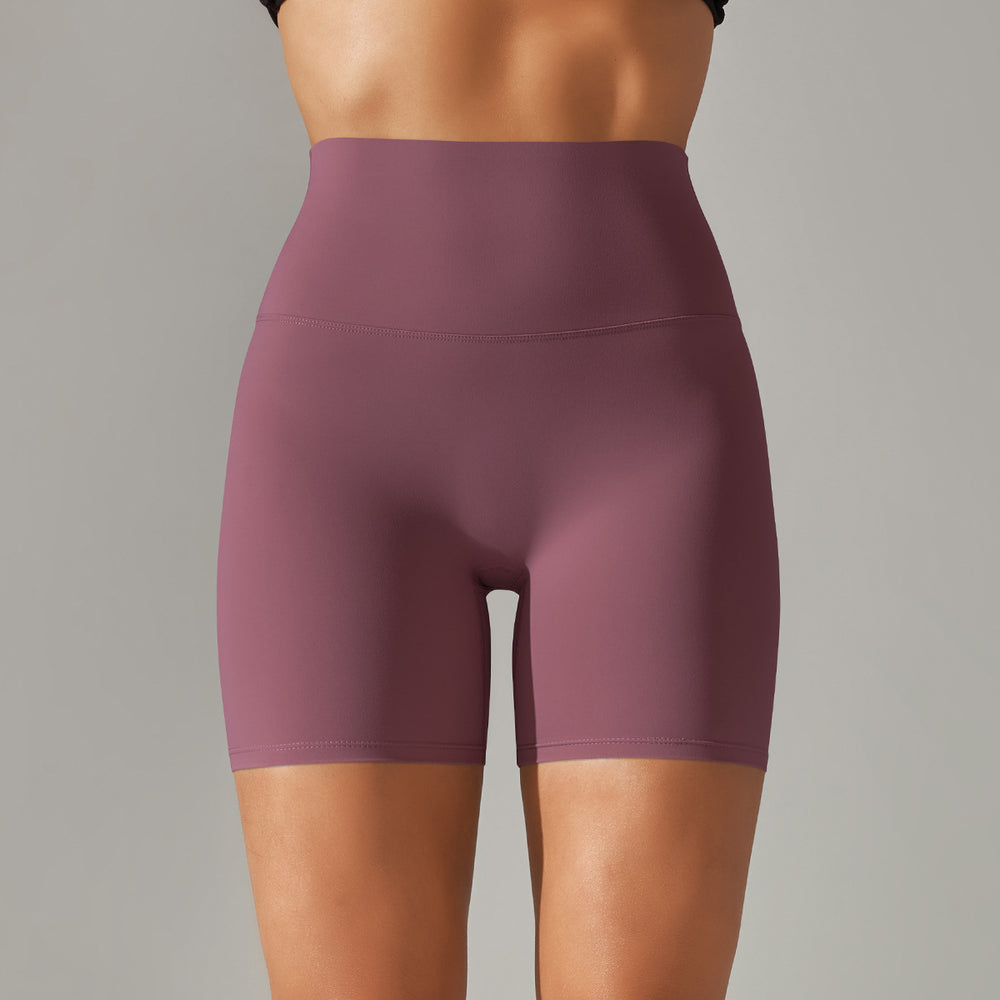 Spring/summer new solid color yoga shorts - double-sided brushed, high-waisted, stretchy, activewear, fitness, 3/4 length yoga pants for women