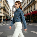new arrivalretro deconstructed texture denim outwearlooseshortsilm workwearjacket women's clothing