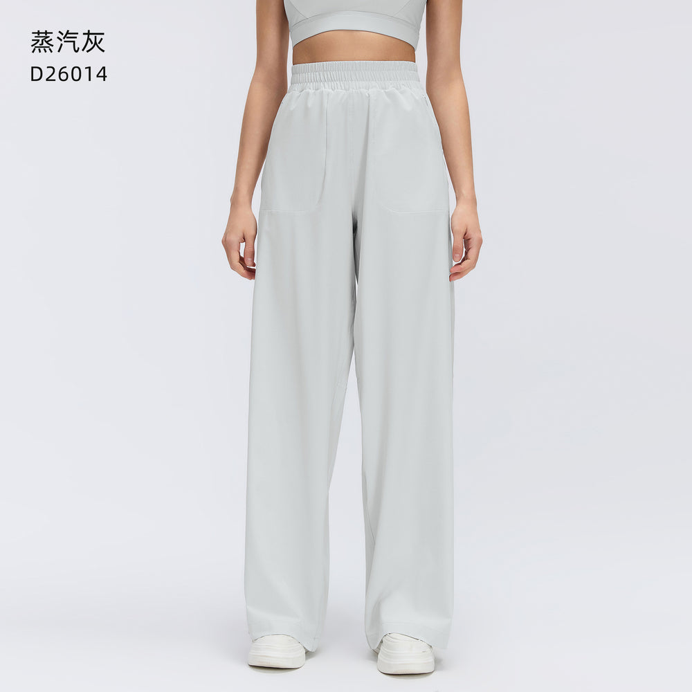 Spring/summer lightweight breathable straight-leg sports pants - women's drawstring loose fit, hip-concealing, slimming, casual wide-leg trousers d26014