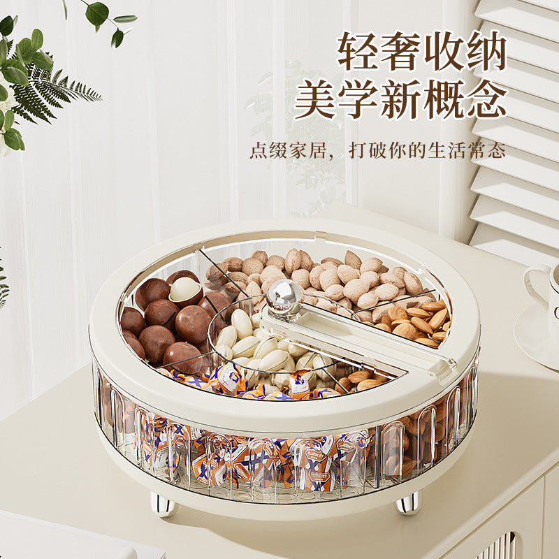 Grid fruit plate household living room desktop coffee table sealed candy box snack storage melon seeds snack nut dried fruit plate