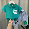 Boys' summer short-sleeve set: new  stylish baby summer outfit, korean-style cool and trendy short-sleeve clothes for kids