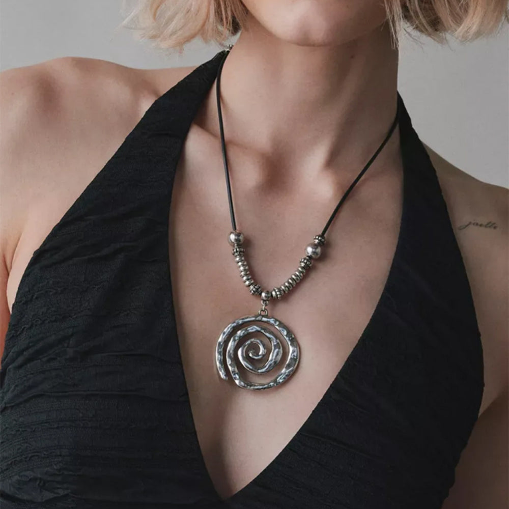 Beaded necklace wholesale cross-border high-end statement jewelry metal geometric threaded pendant designer clavicle chain for women