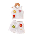 Children's clothing  cross-border girl flower white tops+shortssuitsummer new