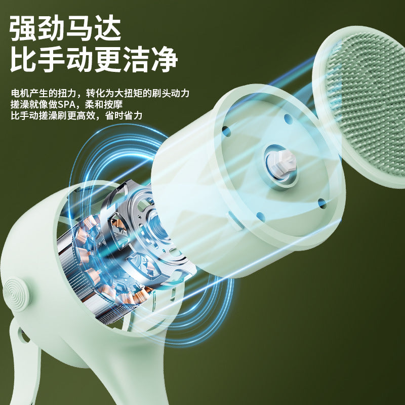 Long-handle digital display electric bath brush - fully automatic exfoliating bath tool - multifunctional waterproof back scrubber