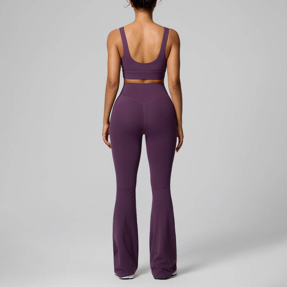 new women's activewear set: quick-dry running workout two-piece, pilates wide-leg yoga outfit