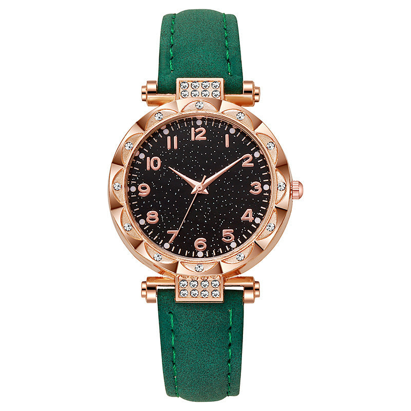 Women's faux leather strap digital luminous quartz watch - simple fashion wristwatch for students
