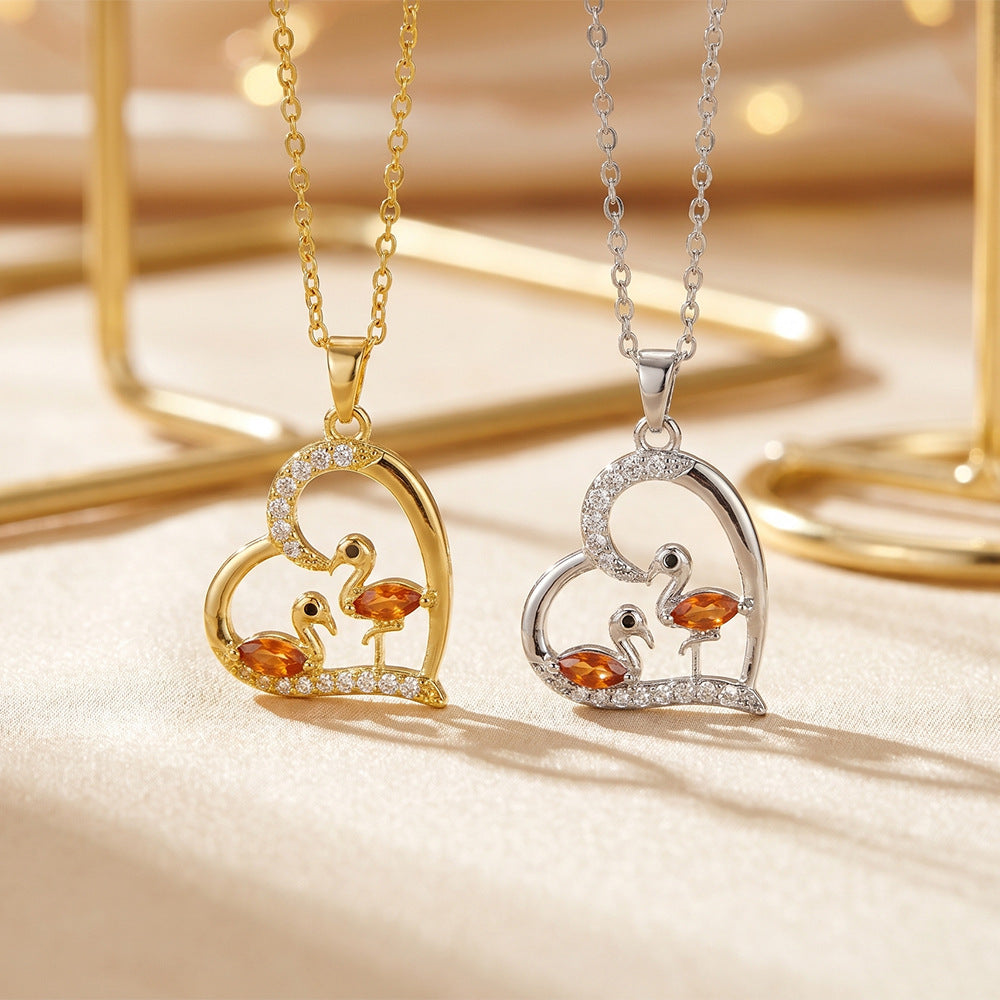 Popular internet celebrity mother's day love swan easiest for match necklace accessible luxury niche style female elegant non-fading clavicle chain jewelry