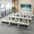 Foldable training table and chair set, mobile splicing bench table with wheels, multifunctional office desk combination, conference room table and chairs