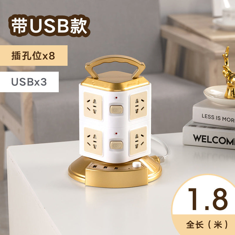 Smart vertical socket with usb mobile phone charging strip multi-functional plug-in board for home creative stereo plug-in cable