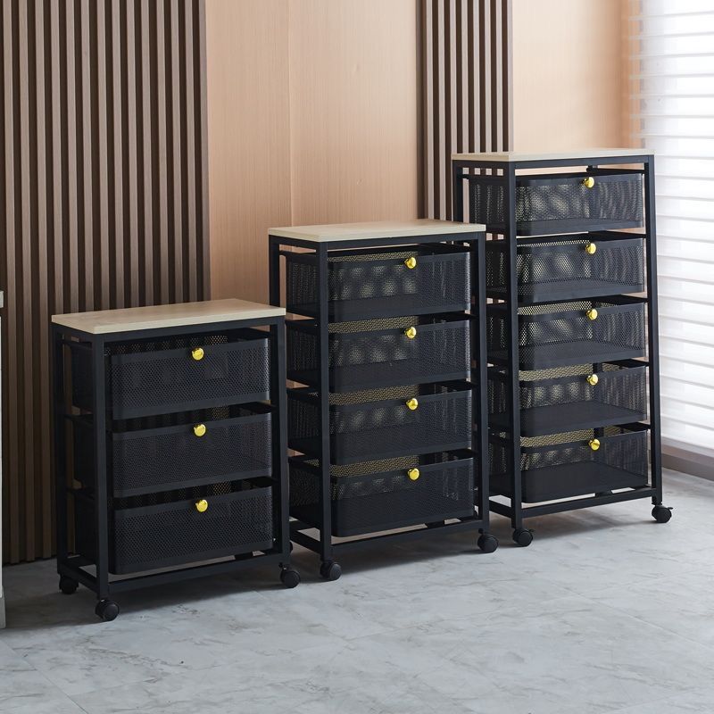 Drawer-style kitchen storage rack with vegetable basket, multi-functional floor-standing slim storage cabinet for home use, multi-layer snack organizer