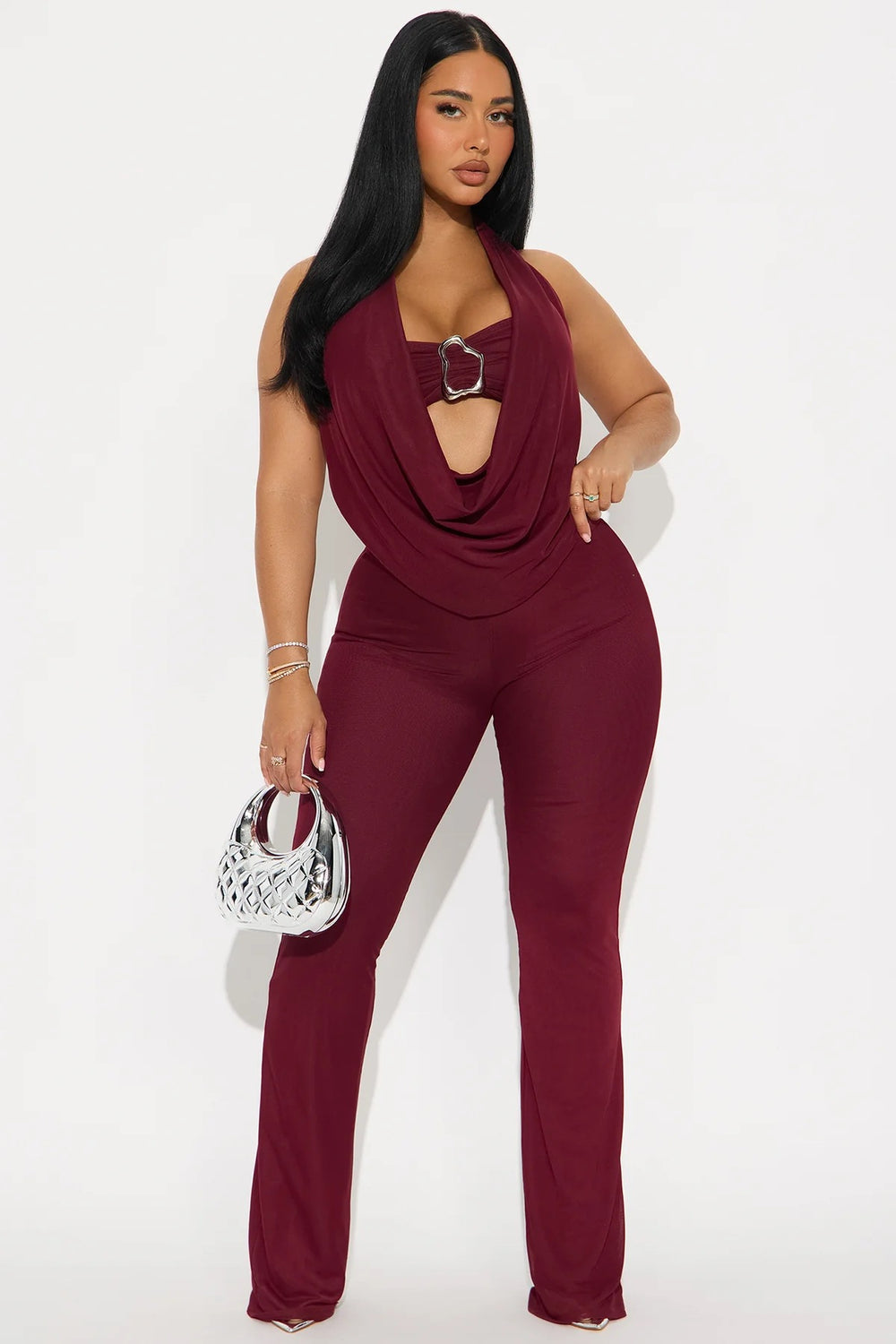 European and american summer new women's cross-border sexy metallic embellished off-the-shoulder bandeau halter top slim-fit pants set