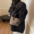 Trendy plaid bucket bag for women - new 2025 spring collection, unique design, commute-friendly small bag, vintage-inspired artistic crossbody bag