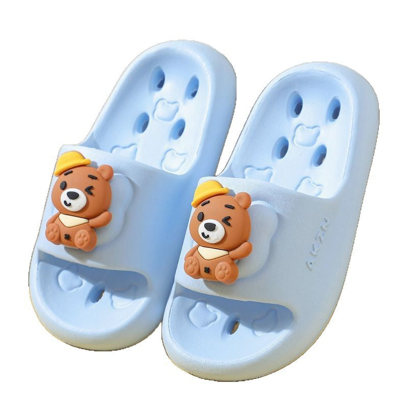 Eva kids' leak-proof cartoon anti-slip hollow-out summer home quick-dry baby slippers bathroom girls' bath slippers