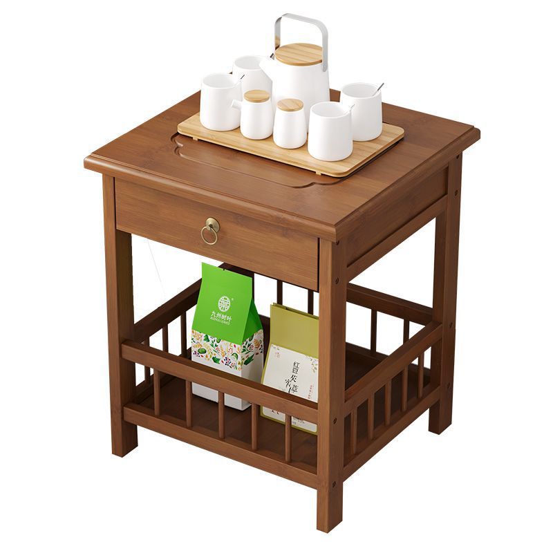 Tea table side tea cabinet living room sofa side cabinet small coffee table mahjong table corner table small square table storage rack bamboo bedroom