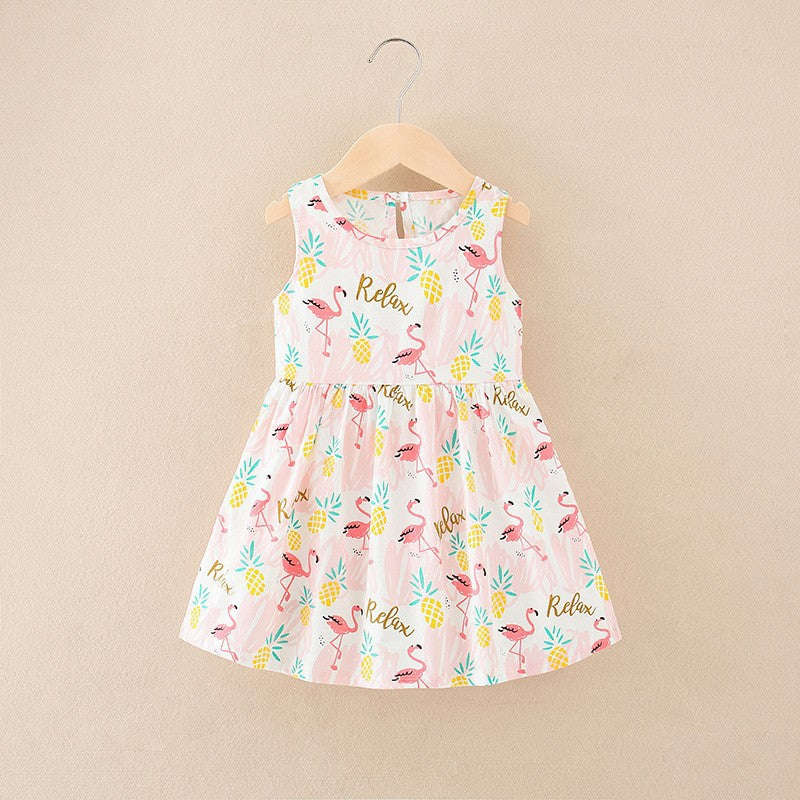 Girls' summer  new collection: breathable short-sleeve dress for baby girls, pure cotton, soft, lightweight summer dress