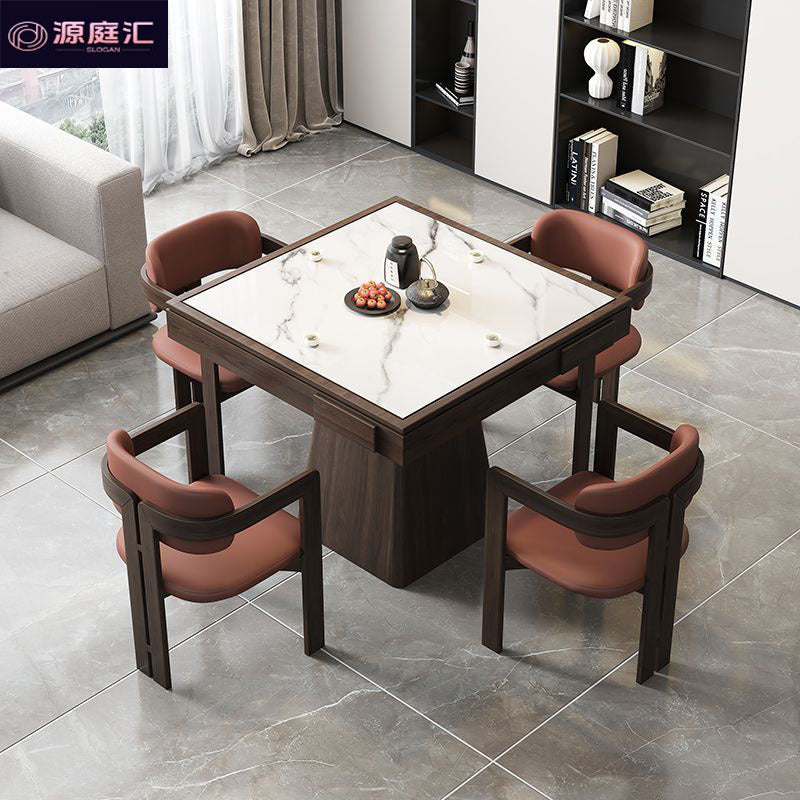 Mahjong table, egg-cracking special table, solid wood eight immortals table, square table, dining table, new chinoiserie slate chess and card table and chairs