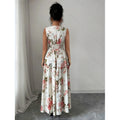 Women's new summer french chic floral print v-neck sleeveless maxi dress - perfect for dates