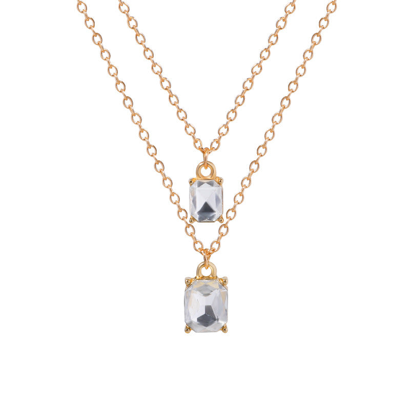Gold-plated necklace wholesale new arrival cross-border crystal pendant multi-layer fashion celebrity street style sweater chain female factory direct sales