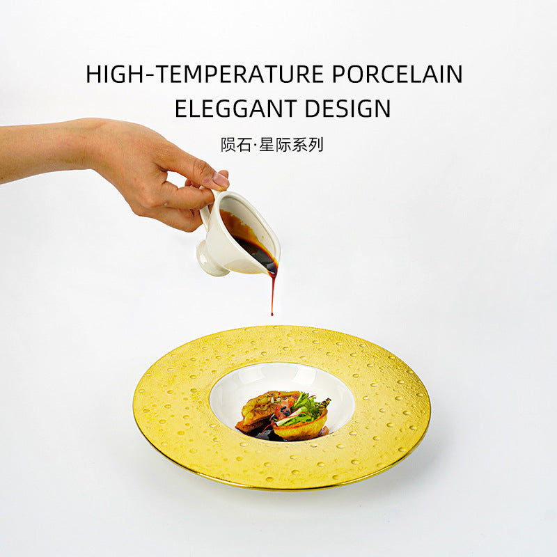European-style creative mars crater straw hat plate - premium hotel tableware, western dinner plate, restaurant-specific dessert/sauce/southern italian pasta plate